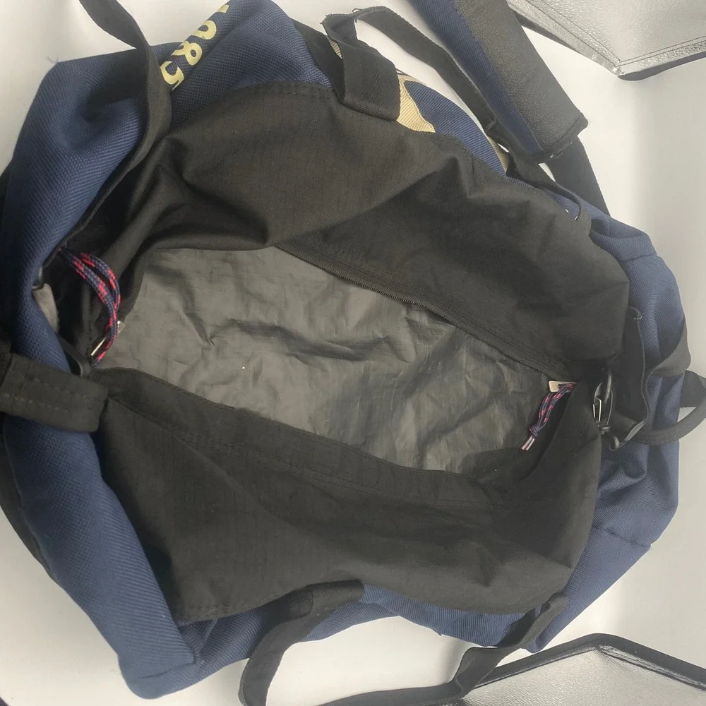 Tommy Hilfiger Duffle Bag Gym Travel Carry On Black Blue Logo 1985 Y2K Style EUC